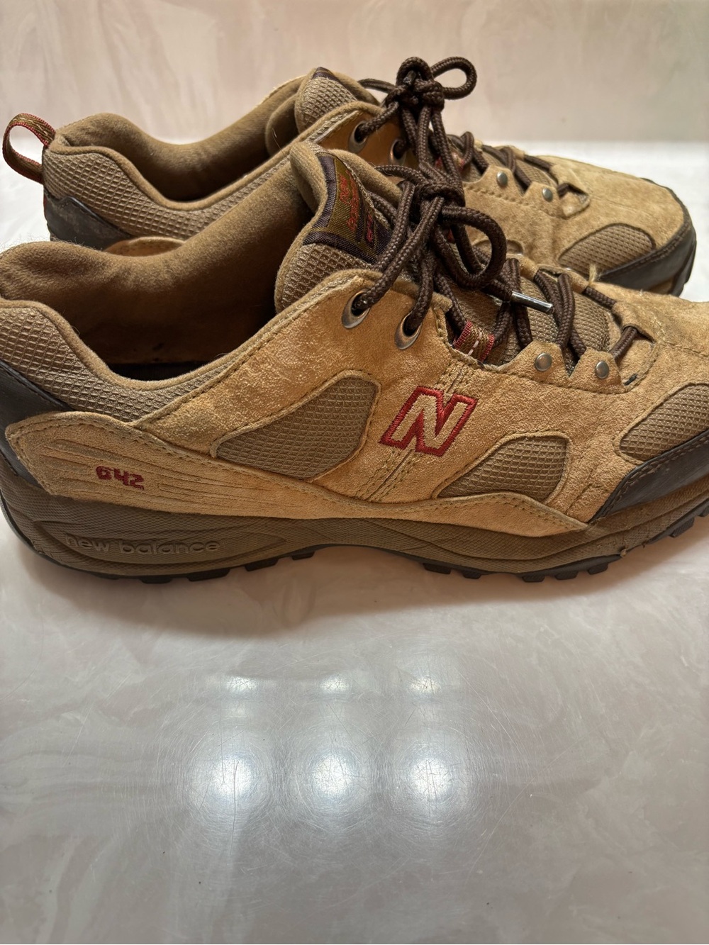 New Balance Tan and Brown Suede Athletic Sneakers